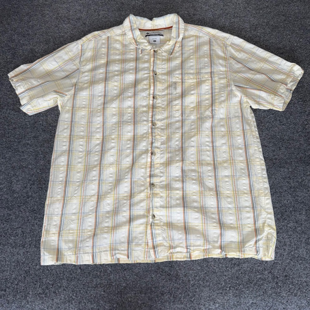 Columbia Plaid Shirt Men Large Short Sleeve Button Up Casual Outdoor Lightweight